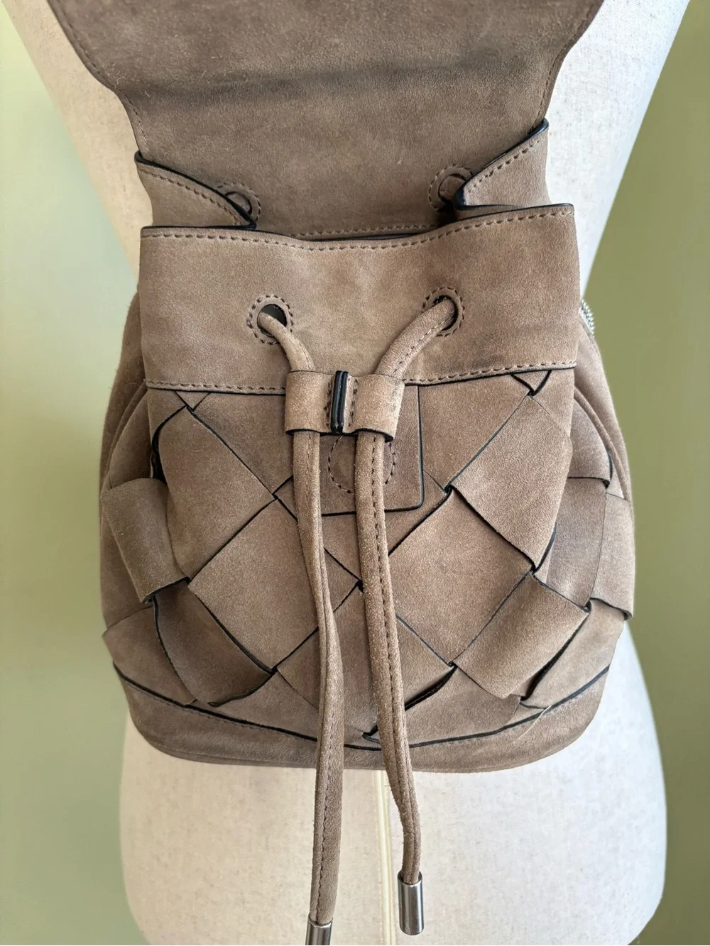 Rag and Bone Pilot Mini Backpack Taupe woven suede. Decent shape